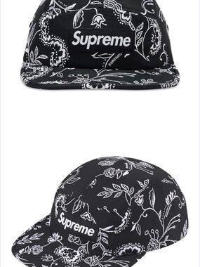 Supreme Kids Black & White Bandana Floral 5-Panel Cap